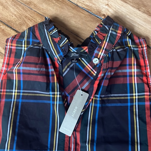 J Crew Plaid Tank NWT holiday 2018 ruffle - Picture 2 of 4